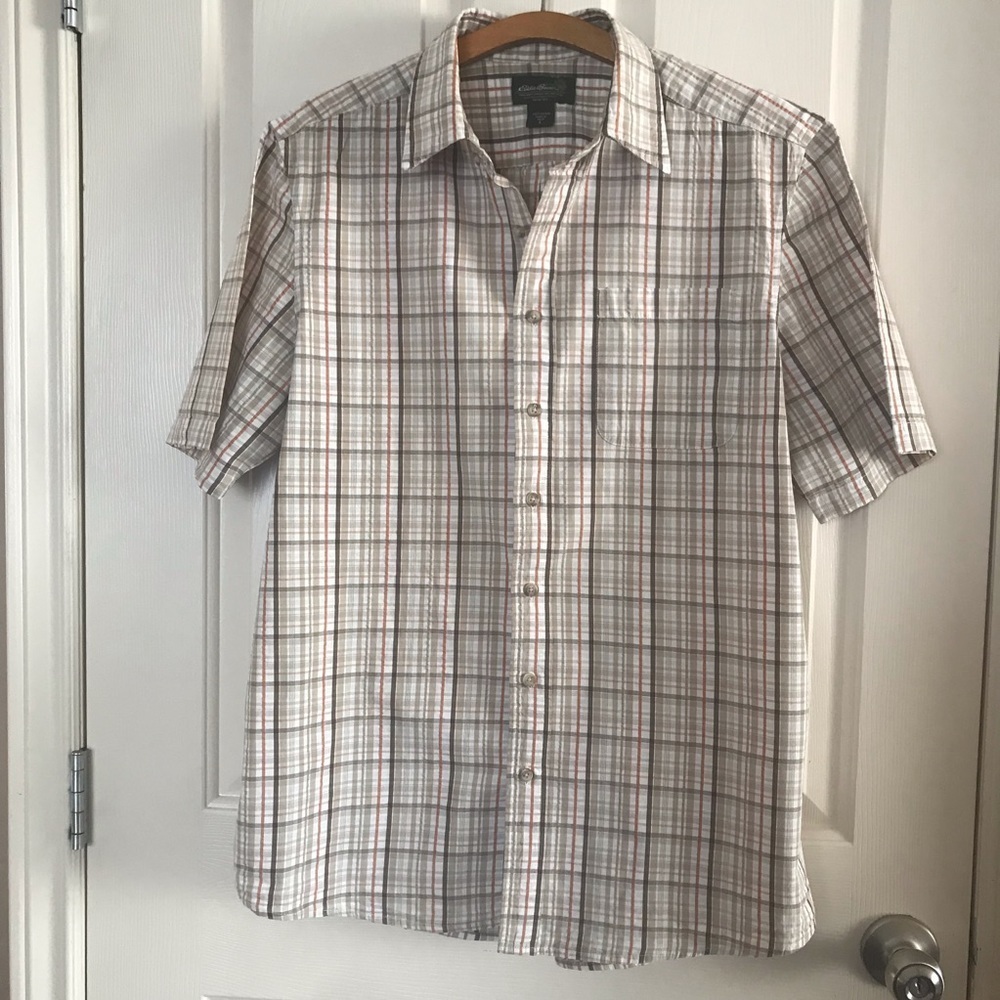 Eddie Bauer Plaid Short Sleeve Men’s Shirt size Large